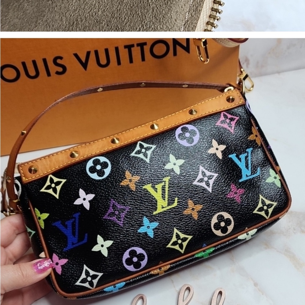 Louis vuitton Takashi Murakami multicolored monogram black pochette - Picture 7 of 12